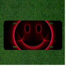 Custom Personalized License Plate Auto Tag With Pink Outline Smiley Face Design
