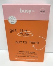 Busy Beauty Grapefruit Refreshing Deodorant Wipes, 6 Biodegradable Wipes