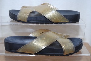 ladies gold flat sandals uk