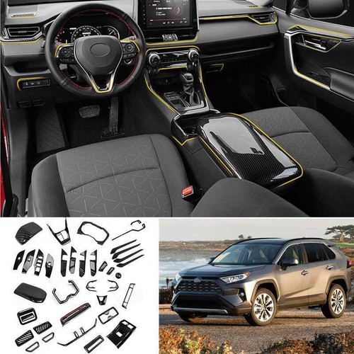 For Toyota RAV4 2019-2024 carbon fibre pattern Dashboard Interior Kit Trim Cover
