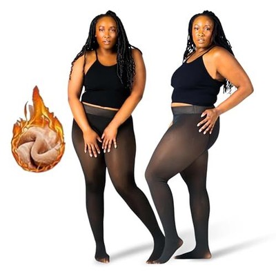 Fleece Lined Tights for BLACK WOMEN Large Dark Brown