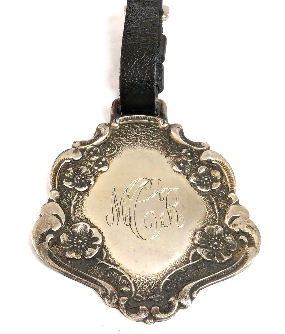 Antique Art Nouveau Sterling Silver Luggage Tag by ster Ornate
