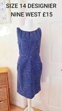 SIZE 14 NINE WEST DRESS blue Designer LADIES Excellent Condition