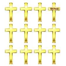 50 Pack 1 Inch Religious Mini Gold Cross Enamel Lapel Pins for Men Women
