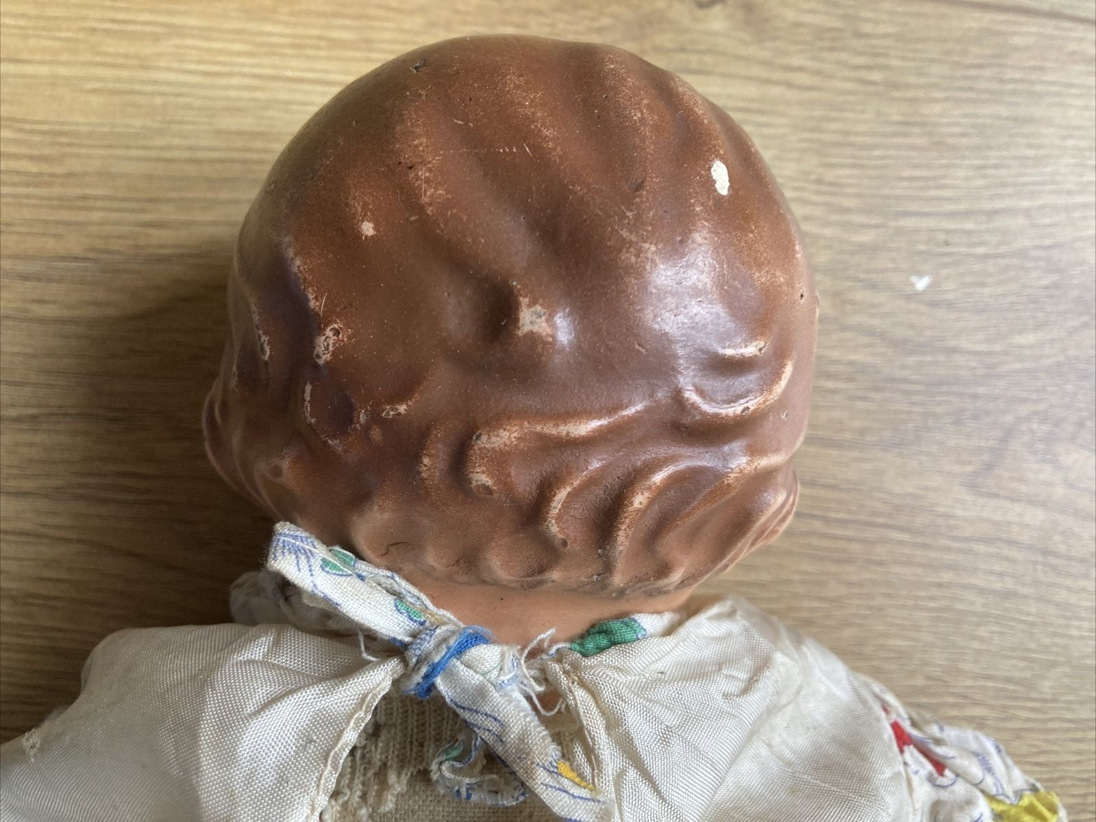 VINTAGE DOLL 1930s  with Dog Print Rompers & Floral Nappy 23