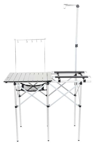 Ozark Trail Folding Camp Kitchen Table 41inx18 In with Adjustable Stove Platform