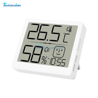 Digital Temperature Humidity Meter Sensor Home Thermomete Clock Weather Station