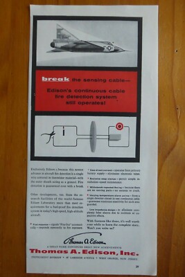 7/1954 PUB THOMAS EDISON FEUERMELDESYSTEM USAF CONVAIR ORIGINAL ANZEIGE