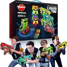 4 Packs Rechargeable Laser Tag Guns Set with Receivers Outdoor Toys for Kids