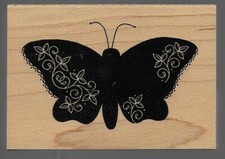 GREAT IMPRESSIONS rubber stamp BUTTERFLY wood mounted