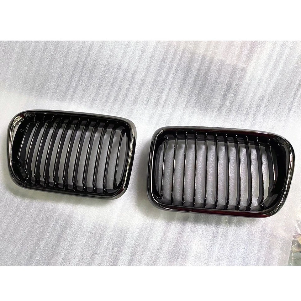 Fits 1997-1998 BMW 3-Series 318i 323i E36 LCI Front Grille Black Chrome + Black Foto 4 de 4