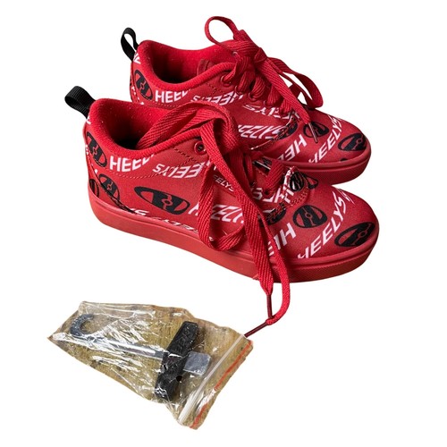 Heelys Pro 20 Prints Logo Wheeled Shoes Sneakers Red Sz 1 (YOUTH)