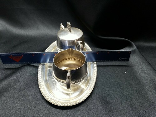 Antique Crosby cream and sugar with Tray silver plated. - Picture 8 of 9