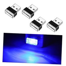 4 PCS USB LED Car Interior Atmosphere Lamp, Portable Mini LED Night Blue