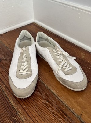 Massimo Dutti Split Suede Leather Trainers Sneakers White Tan Brown Size 43 / 10