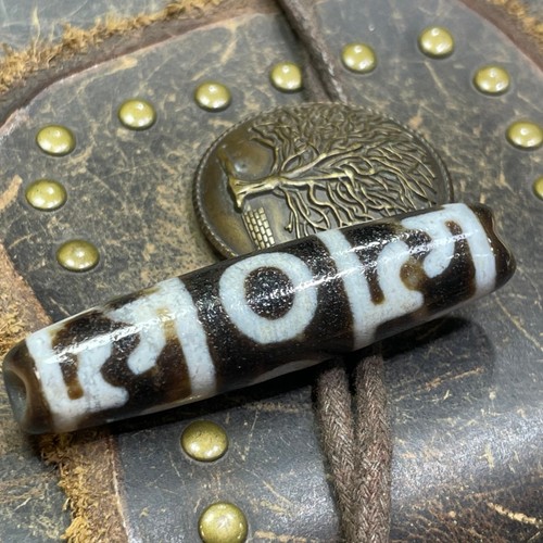 Amuleto Tibetano Nepalese Himalayano Antica Agata Vecchio Talismano Dzi 3 Occhi Perline - Foto 1 di 15
