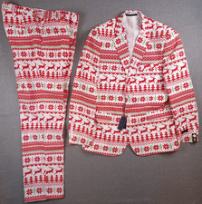 NWT Braveman Men's Classic 2-Piece Christmas Suit AOP Digital Deer Size 40R/34W