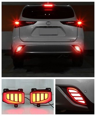 Red For 2020-2023 Toyota Highlander LED Rear Fog Light Tail Bumper Light Sets