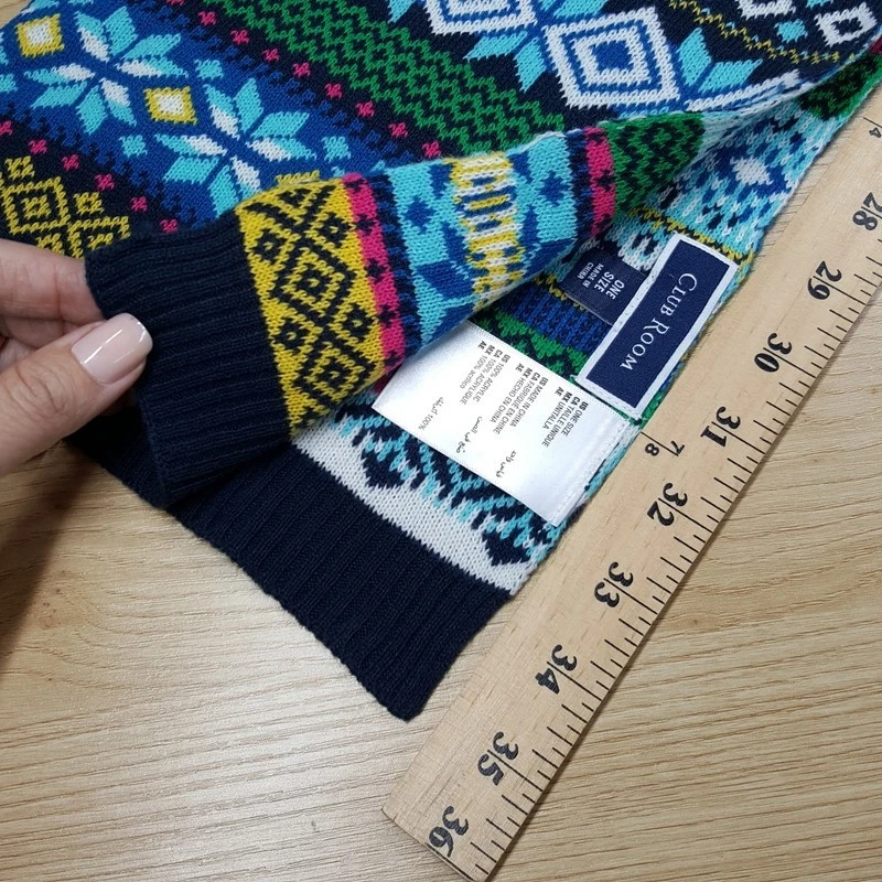 CLUB ROOM Para Hombres Bufanda Azul Verde Grueso Tejido Isla Justa Largo Rectángulo Invierno 70x9 Foto 4 de 4