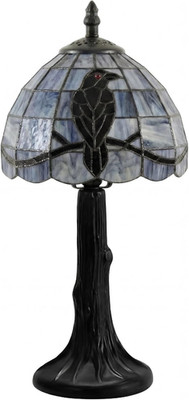 Stained Glass Raven Lamp Table Light with Handcrafted Lampshade - Vintage