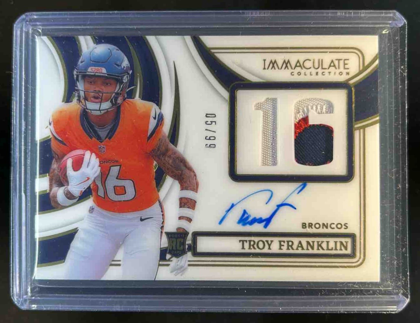 2024 Panini Immaculate Troy Franklin Numbers Rookie Patch Auto RC #/99 Broncos