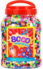 8000pcs Multi-Colored Pony Beads for Jewelry Making and Crafts