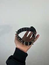 Black leather punk rock spiked choker collar heavy metal goth style