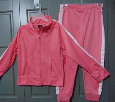 Girls Size 5/6 Pro Player Tracksuit Jacket & Pants Pink w/ White Stripes NEW