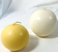 2 Wax Ball Candles Round Heavy Sphere 2 Colors slight scent
