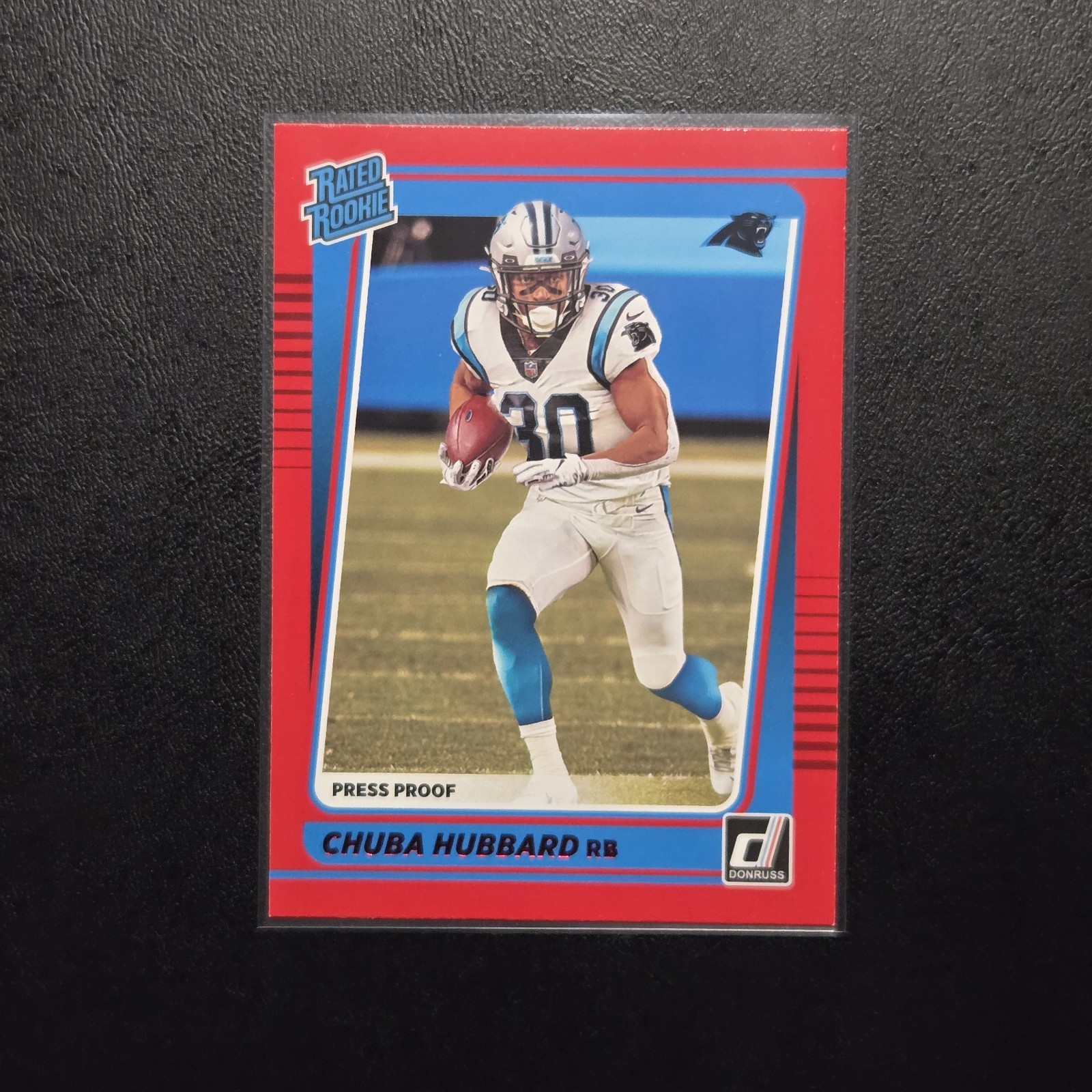 2021 Donruss #287 Chuba Hubbard Press Proof Red Rated Rookie