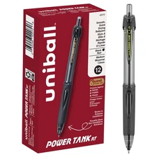 Uniball Power Tank Rt Ballpoint Pen, Retractable, Bold 1 Mm, Black Ink, Smoke/Bl