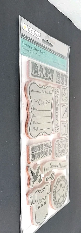 Estampillas adhesivas de goma "Beautiful Baby Boy" de TPC Studio™ (13 piezas) - NUEVAS Foto 3 de 4