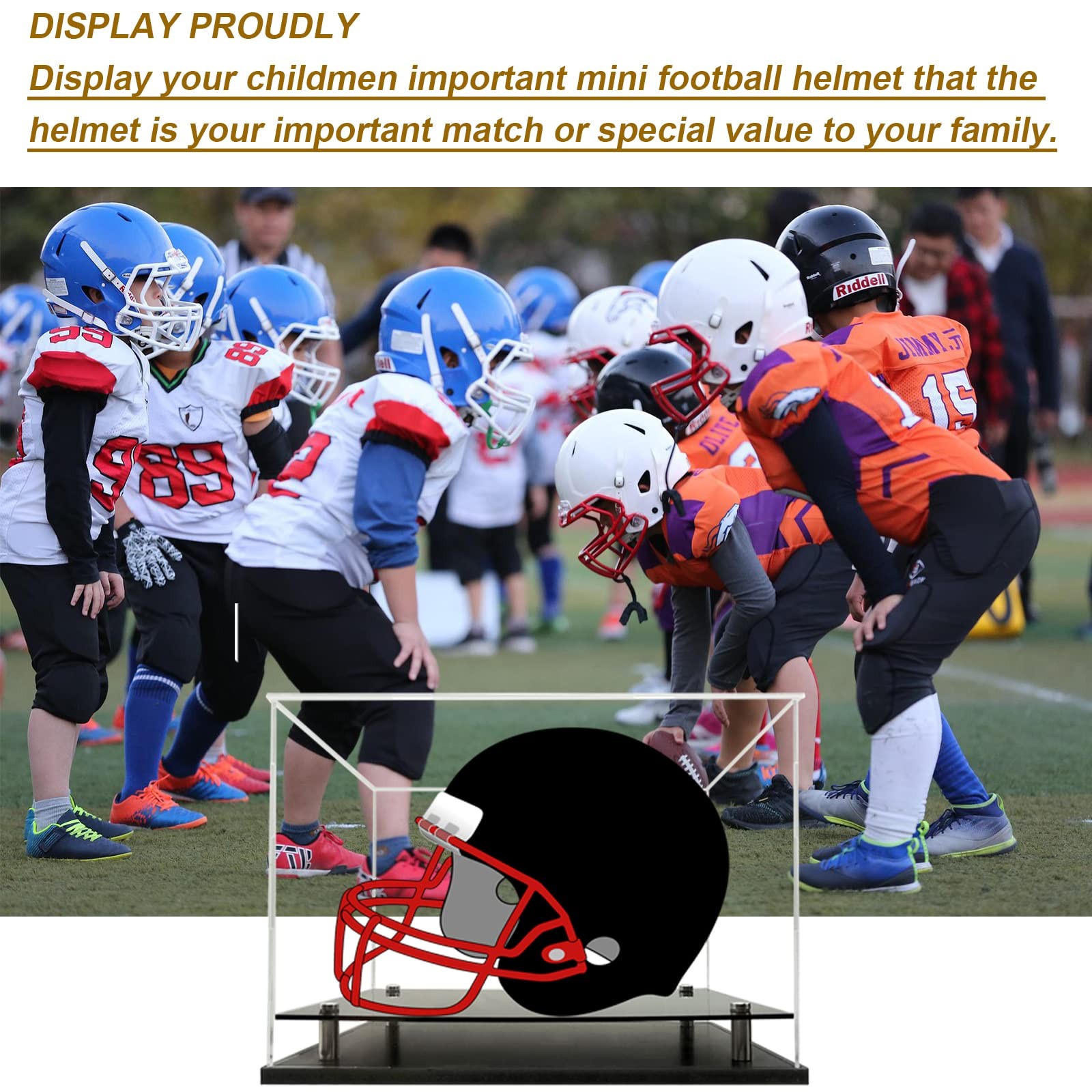 Mini Helmet Display Case,Self-Assembly Clear Acrylic Football Mini Helmet Dis...