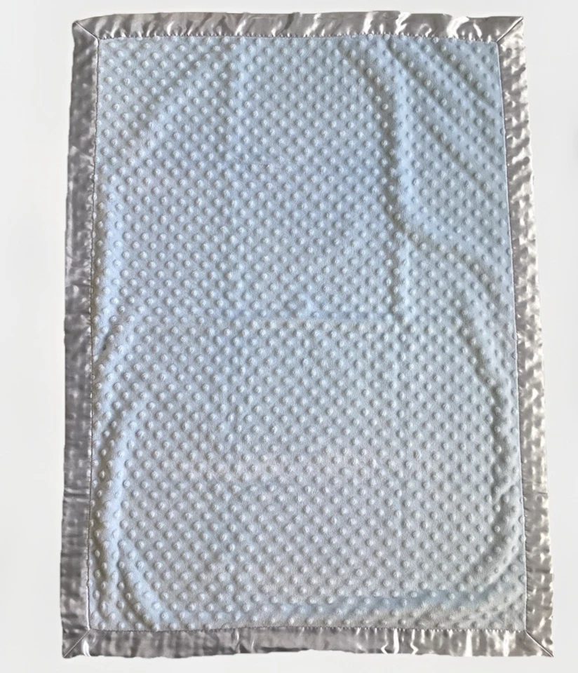 Manta de seguridad Baby Connection Lovey borde trasero satinado puntos azul Minky 29x39" Foto 2 de 4