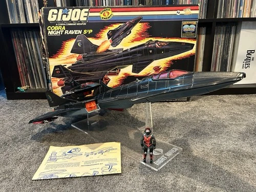 Cobra Night Raven 100% Complete w/Strato-Viper, box & Instr & Stand GI Joe 1986