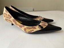 VTG. MARC JACOBS Y2K Silk Animal Print Black Kitten Heels Pumps Sz 7.5