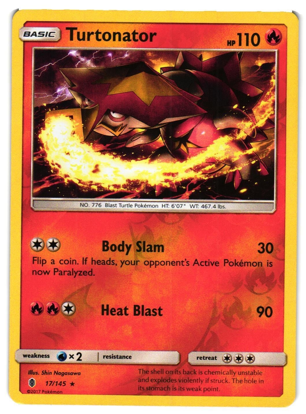 Pokemon TCG Turtonator 17/145 Rare Reverse Holo SM2 Guardians Rising VLP
