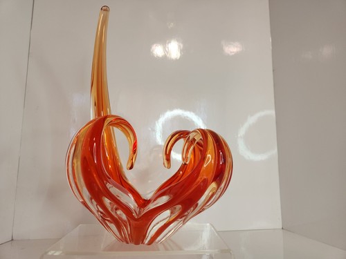 MCM Chalet Art Glass Centerpiece Chantilly Glass 1960s 1970s Red 12" Tall MINT - Picture 2 of 9