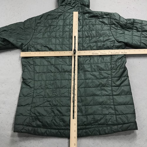 Patagonia Jacket Mens Medium Green Nano Puff Primaloft 1/4 Zip Puffer Hooded - Picture 10 of 12