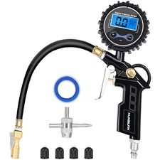 Tire Pressure Gauge with Inflator, 250 PSI Air Chuck and Compressor Accessory, H