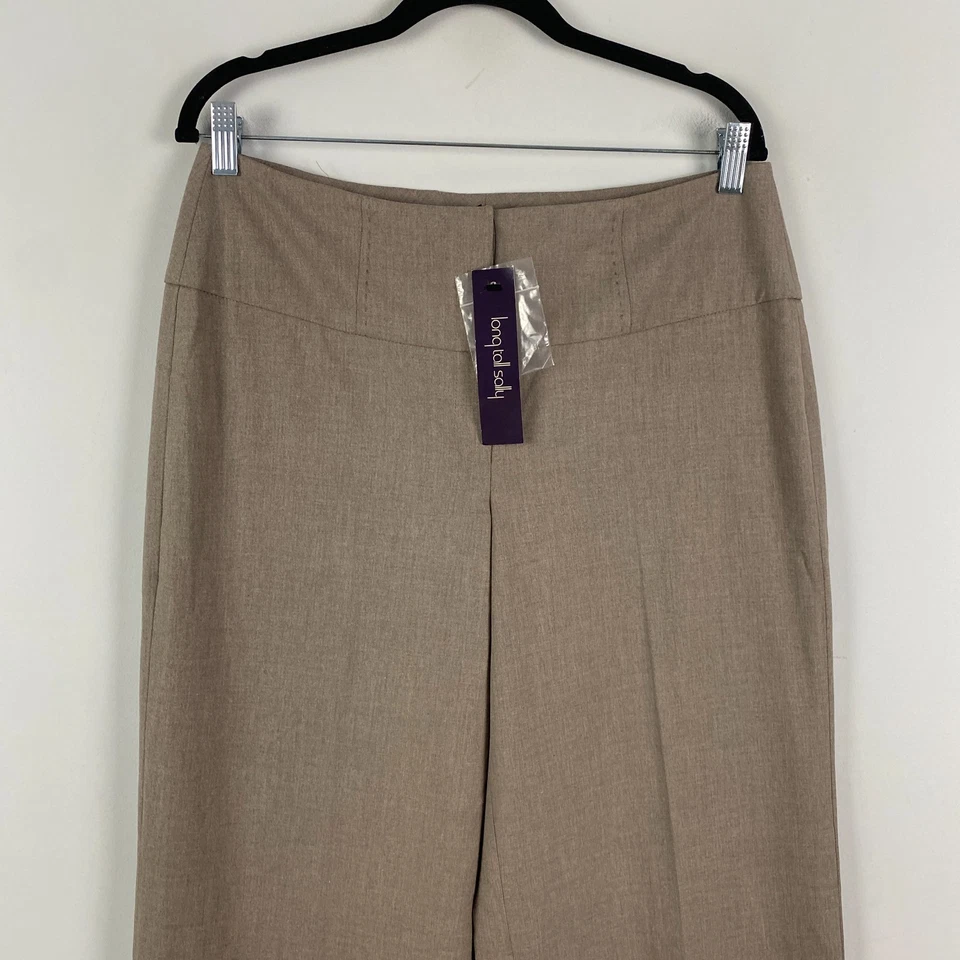 Pantalón Largo Alto Sally Pierna Ancha Talla 8 Marl Visón Beige Elástico Foto 2 de 4