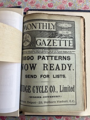 Radfahrer Tourenclub CTC Gazette 1890 gebundener Band mit Index und Hüllen