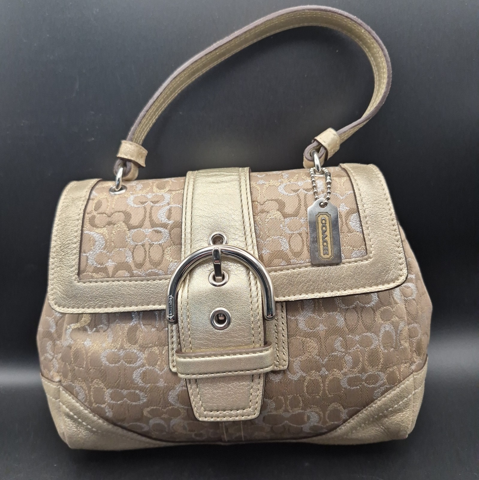 Coach Signature Soho Lurex Gold Silver Top Handle Bag… - Gem