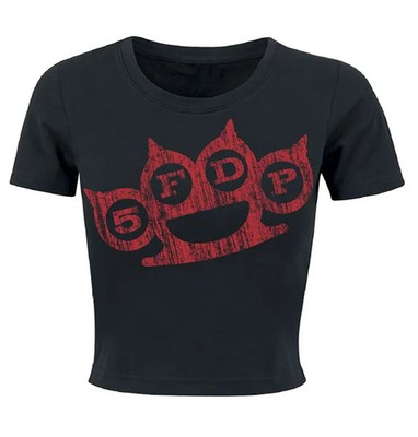 Five Finger Death Punch T-Shirt Damen Red Nuckles Distressed schwarz