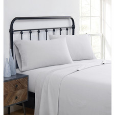 Truly Soft Solid Flannel Grey Cotton 4-Piece King Sheet Set Solid Themed For