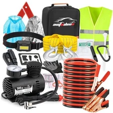  Car Roadside Emergency Kit, Car Safety Kit Portable Vehicle Kits for Black