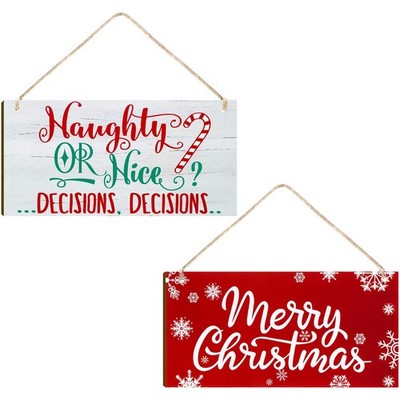 2 Pieces Christmas Wood Hanging Naughty or Nice Decisions Funny Signs Winter ...