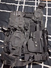 Black Nylon airsoft Tactical Vest with Multiple Pouches, Adjustable, Lightweight