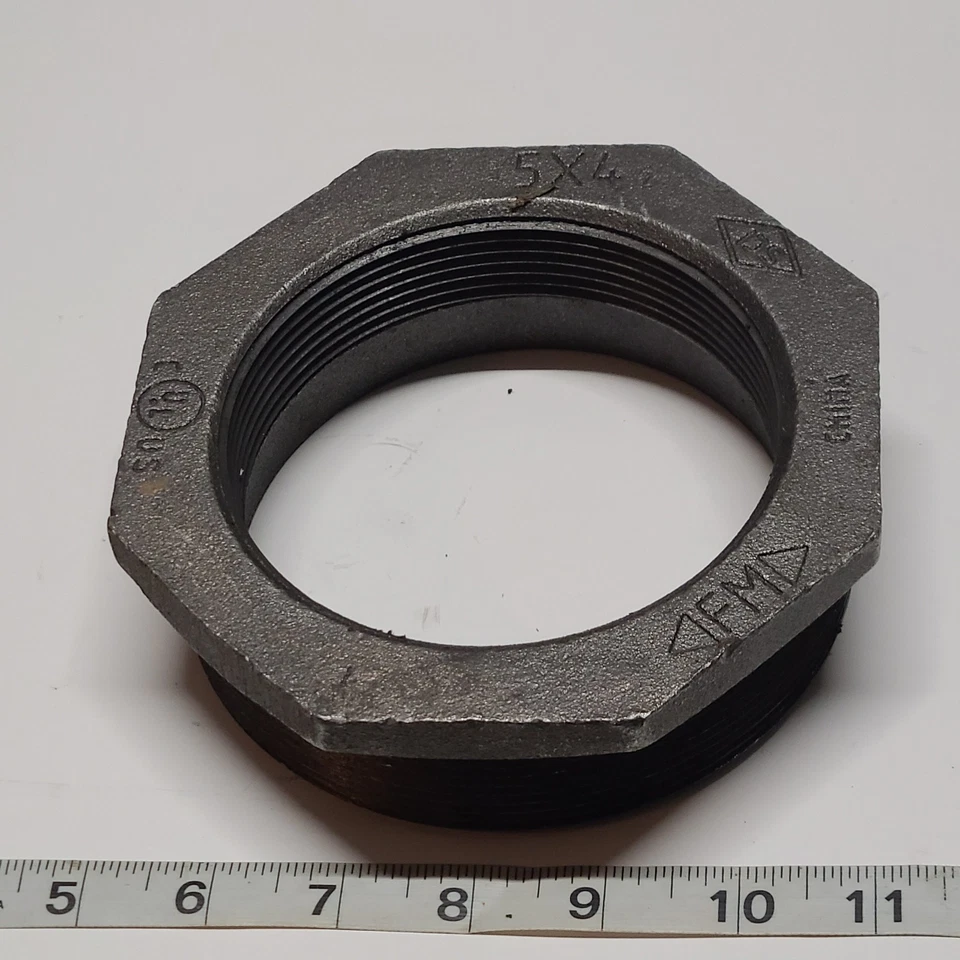 5" x 4" NPT Threaded Pipe Reducer Hex Bushing Malleable Iron - Image 3 of 4
