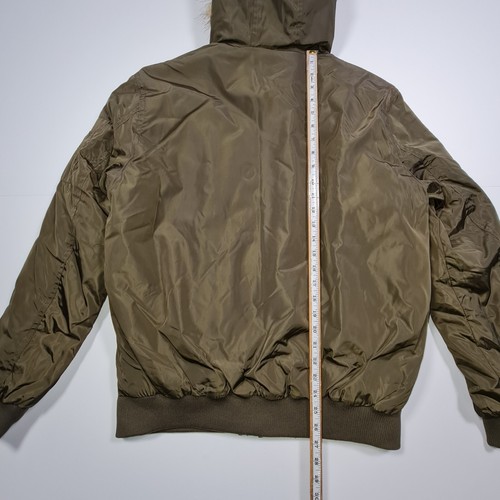 French Connection Mens Bomber Jacket Khaki Green Large Lightweight Hooded - Picture 10 of 10